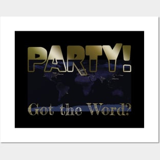 Got the Word? Party! Fun Text Design with World Map at Night at City Names Posters and Art